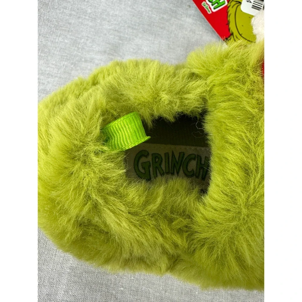 Dr Seuss‎ The Grinch Christmas Plush Slippers Green Santa Hat Toddler 5T-6T NEW